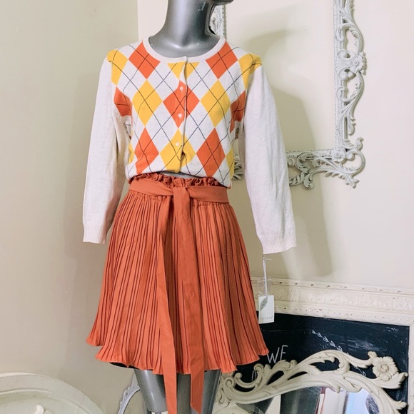 Haute Mode Pumpkin Spice Pleated Skirt NWOT - Picture 3 of 8